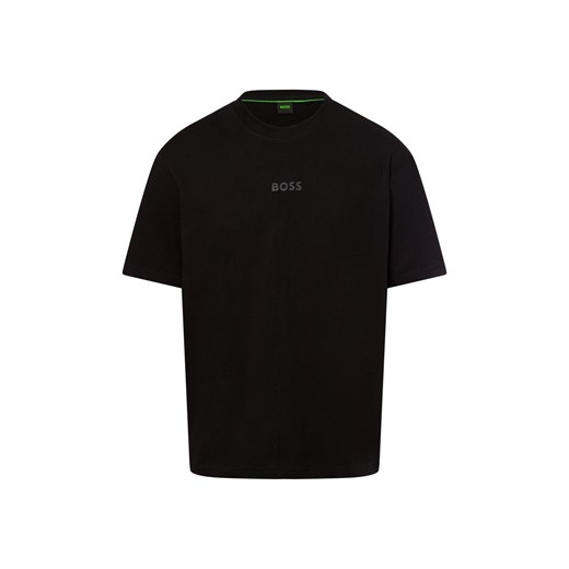 BOSS Green Koszulka męska - Tee Mężczyźni Bawełna czarny jednolity ze sklepu vangraaf w kategorii T-shirty męskie - zdjęcie 179763012
