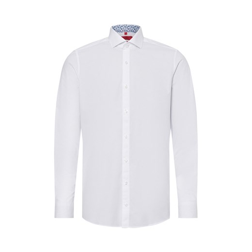 Finshley & Harding Męska koszula biznesowa - Easy Care Mężczyźni Slim Fit Bawełna biały jednolity ze sklepu vangraaf w kategorii Koszule męskie - zdjęcie 179763042