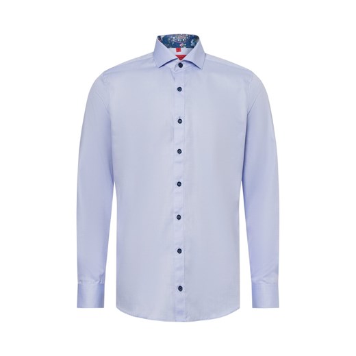 Finshley & Harding Męska koszula biznesowa - Easy Care Mężczyźni Slim Fit Bawełna jasnoniebieski wypukły wzór tkaniny ze sklepu vangraaf w kategorii Koszule męskie - zdjęcie 179763044