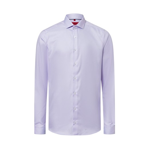 Finshley & Harding Męska koszula biznesowa - non-iron Mężczyźni Slim Fit Bawełna brudny róż wypukły wzór tkaniny ze sklepu vangraaf w kategorii Koszule męskie - zdjęcie 179763050