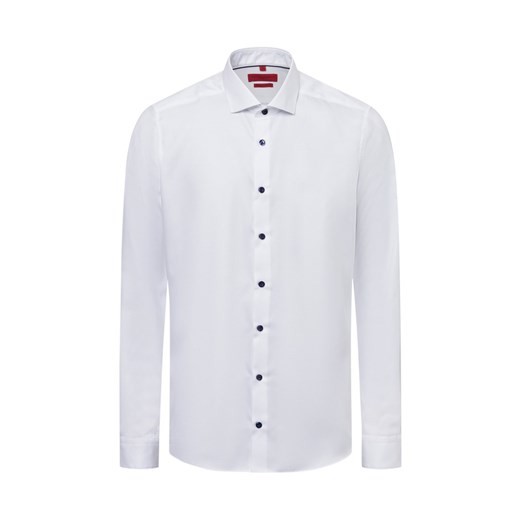 Finshley & Harding Męska koszula biznesowa - non-iron Mężczyźni Slim Fit Bawełna biały wypukły wzór tkaniny ze sklepu vangraaf w kategorii Koszule męskie - zdjęcie 179763052