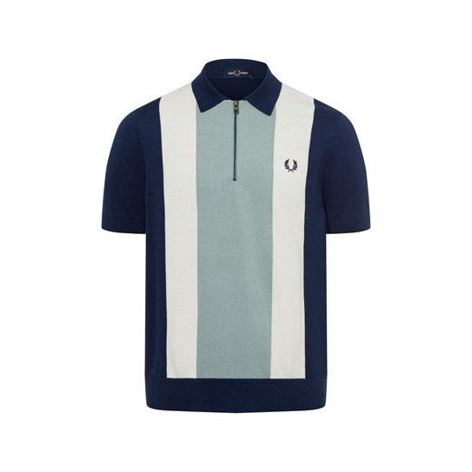 Fred Perry Męski sweter z krótkim rękawem Mężczyźni Bawełna granatowy w paski ze sklepu vangraaf w kategorii Swetry męskie - zdjęcie 179763053