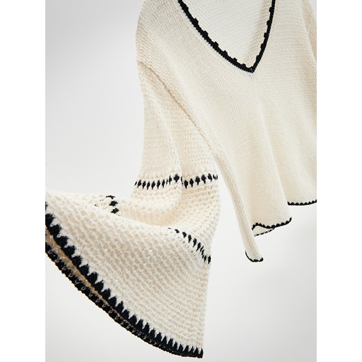 Reserved - Sweter z kimonowym rękawem - kremowy Reserved XL Reserved
