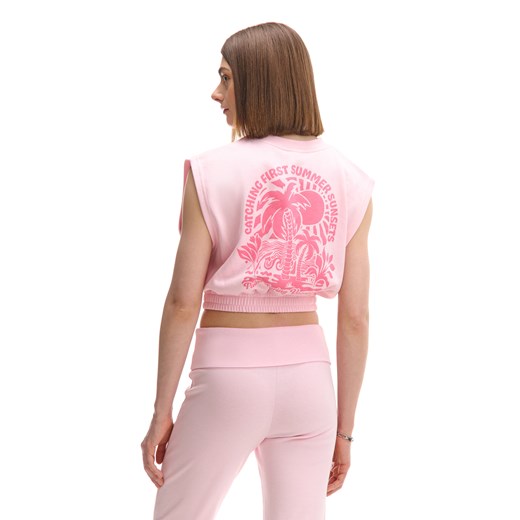 Cropp - Bluza boxy bez rękawów - różowy ze sklepu Cropp w kategorii Bluzy damskie - zdjęcie 179763434