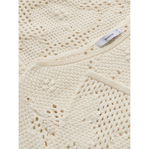 Reserved - Sweter z ażurowym wzorem - kremowy Reserved L Reserved