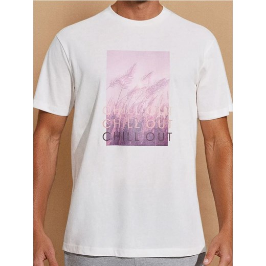 Sinsay - Koszulka z nadrukiem - kremowy ze sklepu Sinsay w kategorii T-shirty męskie - zdjęcie 179765302