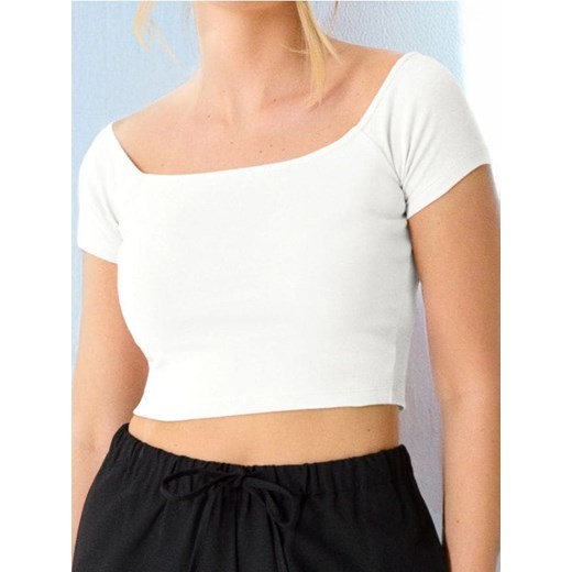 Sinsay - Crop top z krótkim rękawem - biały ze sklepu Sinsay w kategorii Bluzki damskie - zdjęcie 179765310
