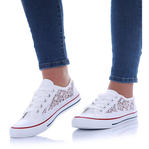 Koronkowe białe trampki damskie /G11-2 17412 T283/ ze sklepu Pantofelek24.pl w kategorii Trampki damskie - zdjęcie 179766230