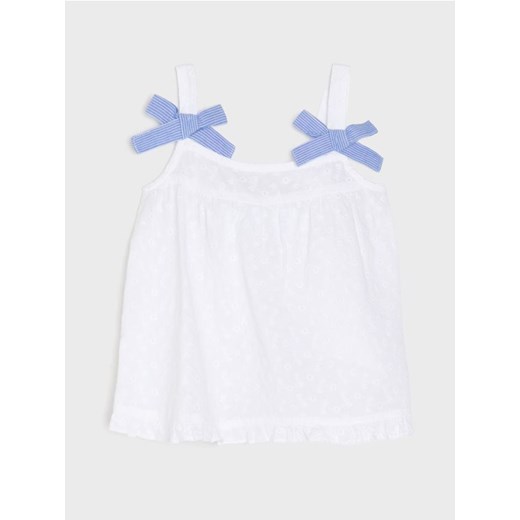 Sinsay - Bluzka ażurowa na ramiączkach z ozdobnymi kokardami - kremowy - id: 965EM-01X - marki Sinsay - 179766460 Sinsay - Bluzka ażurowa na ramiączkach z ozdobnymi kokardami - kremowy ze sklepu Sinsay w kategorii Kaftaniki i bluzki - zdjęcie 179766460