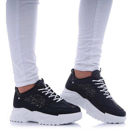 Czarne buty sportowe na platformie /B2-2 17473 G391/ ze sklepu Pantofelek24.pl w kategorii Buty sportowe damskie - zdjęcie 179766583