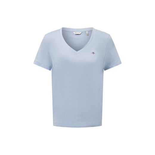 Gant T-shirt damski Kobiety Dżersej jasnoniebieski jednolity ze sklepu vangraaf w kategorii Bluzki damskie - zdjęcie 179767293