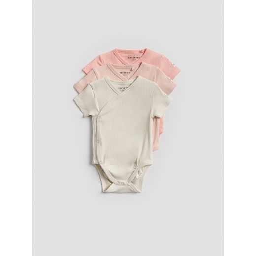 Reserved - Prążkowane body 3 pack - brzoskwiniowy ze sklepu Reserved w kategorii Odzież dla niemowląt - zdjęcie 179767340
