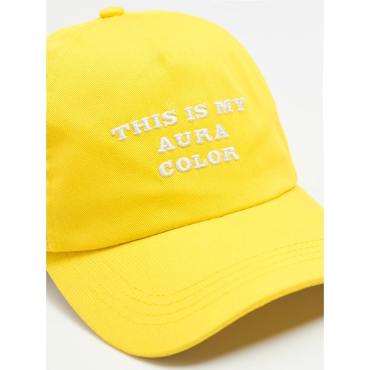 Cropp - Żółta czapka z napisem - żółty Cropp Uniwersalny Cropp