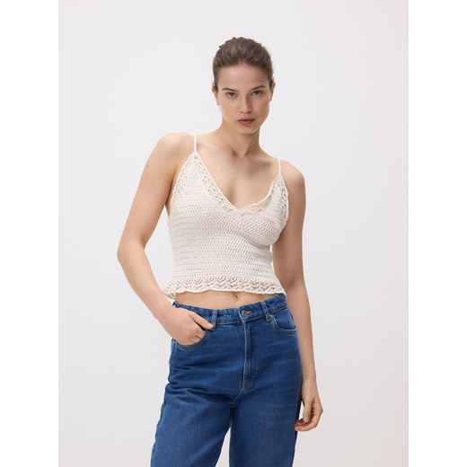 Reserved - Dzianinowy top - złamana biel Reserved S Reserved