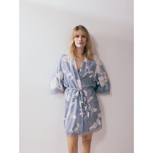 Reserved - Szlafrok z wiskozy - jasnoniebieski Reserved M Reserved