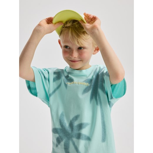 Reserved - Bawełniany t-shirt - jasnoturkusowy Reserved 116 (5-6 lat) Reserved