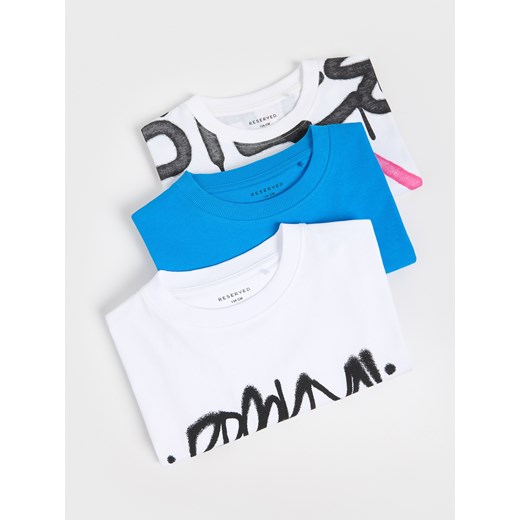 Reserved - Bawełniany t-shirt 3 pack - niebieski ze sklepu Reserved w kategorii T-shirty chłopięce - zdjęcie 179768573