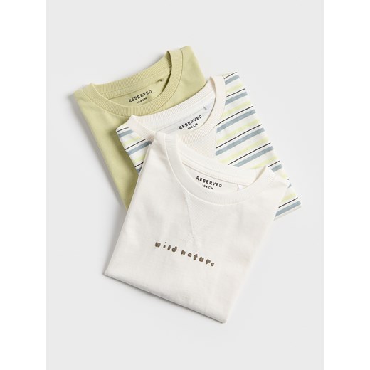 Reserved - Bawełniany t-shirt 3 pack - złamana biel ze sklepu Reserved w kategorii T-shirty chłopięce - zdjęcie 179768683