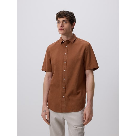 Reserved - Koszula regular z lnem - brązowy Reserved M Reserved
