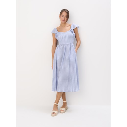 Mohito - Sukienka midi z dekoltem w serce - fuksjowy Mohito XS Mohito