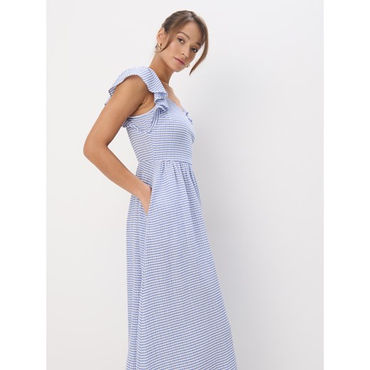 Mohito - Sukienka midi z dekoltem w serce - fuksjowy Mohito M Mohito