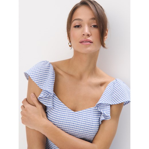 Mohito - Sukienka midi z dekoltem w serce - fuksjowy Mohito XS Mohito