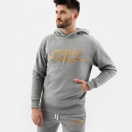 Popielata Męska Bluza Z Kapturem Relaks ze sklepu Wojas w kategorii Bluzy męskie - zdjęcie 179775503