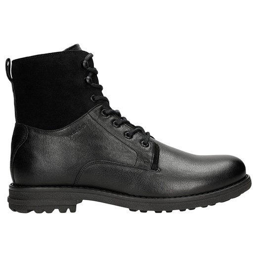 Wojas Czarne Sznurowane Trzewiki Męskie Z Łączonych Skór ze sklepu Wojas w kategorii Buty zimowe męskie - zdjęcie 179775612