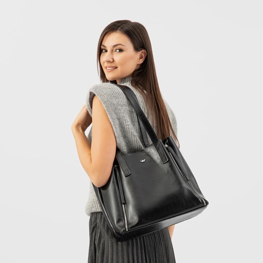 Wojas Duża Skórzana Shopperka Damska Czarna ze sklepu Wojas w kategorii Torby Shopper bag - zdjęcie 179776421