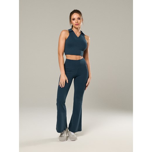 Sinsay - Top sportowy z kołnierzykiem - granatowy Sinsay M Sinsay