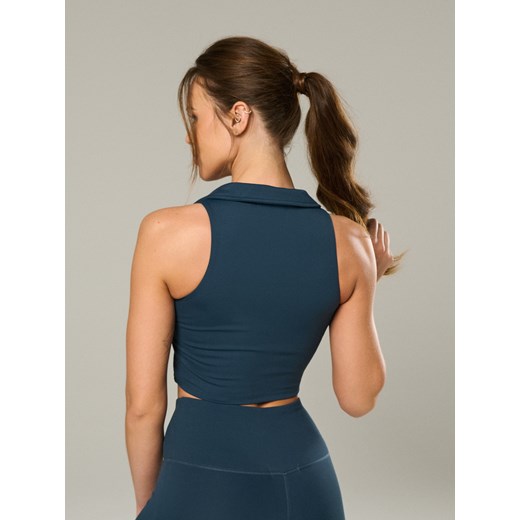 Sinsay - Top sportowy z kołnierzykiem - granatowy Sinsay L Sinsay