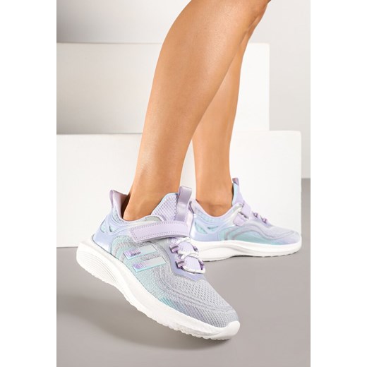Szaro-Fioletowe Buty Sportowe Sneakersy z Ozdobnymi Paskami Neolina ze sklepu renee.pl w kategorii Buty sportowe damskie - zdjęcie 179783364