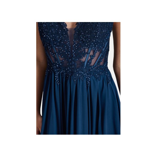 Sukienka Hey Kyla na ramiączkach niebieska z dekoltem w serek maxi 