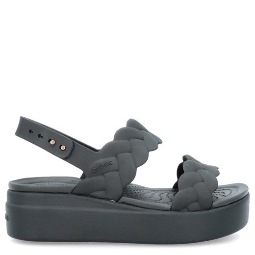 Damskie sandały na platformie -CROCS BROOKLYN WOVEN UPPER LOW EDGE W 209977 CZARNE ze sklepu Tymoteo.pl - sklep obuwniczy w kategorii Sandały damskie - zdjęcie 179791372