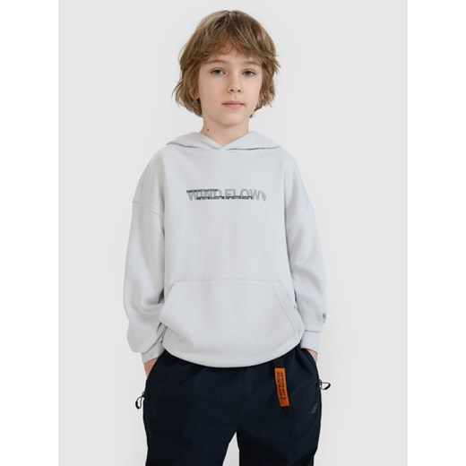 Chłopięca bluza dresowa z kapturem nierozpinana 4F 4FJWSS25TSWSM1511 - szara 4f Junior 146 Sportstylestory.com
