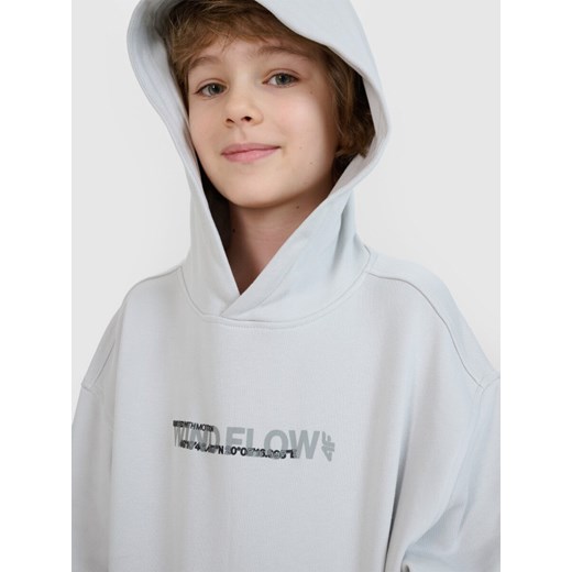 Chłopięca bluza dresowa z kapturem nierozpinana 4F 4FJWSS25TSWSM1511 - szara 4f Junior 158 Sportstylestory.com