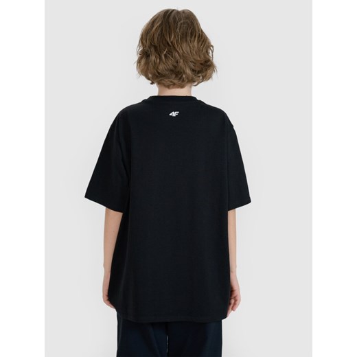 Chłopięcy t-shirt z nadrukiem 4F 4FJRSS25TTSHM2819 - czarny 4f Junior 146 Sportstylestory.com