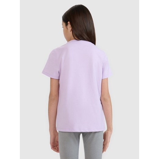 Dziewczęcy t-shirt z nadrukiem 4F 4FJWSS25TTSHF1871 - fioletowy 4f Junior 164 Sportstylestory.com