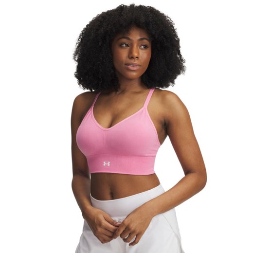 Biustonosz treningowy Under Armour Vanish Seamless Washed Low - różowy ze sklepu Sportstylestory.com w kategorii Biustonosze - zdjęcie 179792351