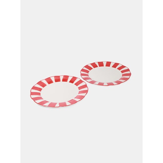 Sinsay - Talerz w paski 2 pack - czerwony Sinsay One Size Sinsay