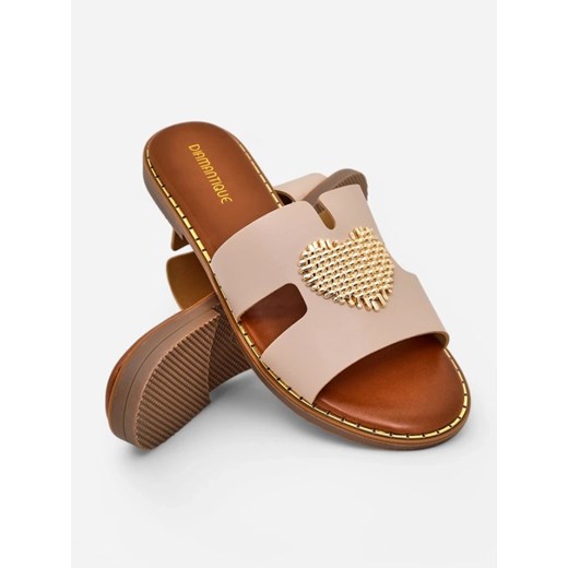 Royalfashion Damskie klapki z serduszkiem Gold Heart Royalfashion.pl 37 promocja royalfashion.pl