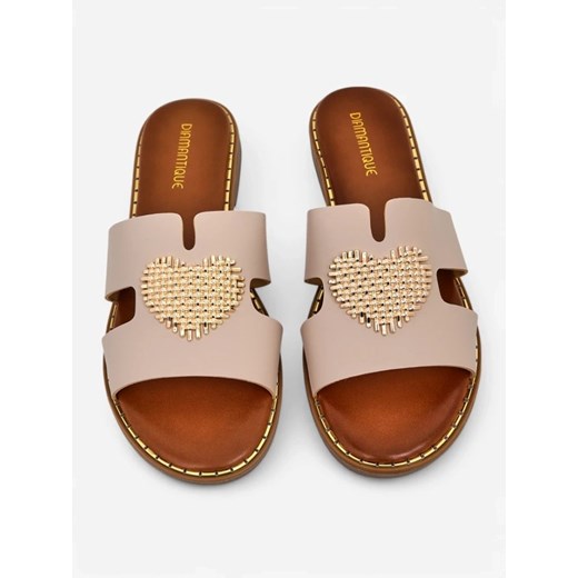 Royalfashion Damskie klapki z serduszkiem Gold Heart Royalfashion.pl 41 royalfashion.pl okazyjna cena