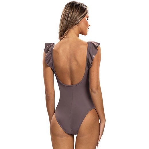 Strój kąpielowy jednoczęściowy z ozdobną falbanką L4589/5, Kolor kakao, Rozmiar L, Lorin ze sklepu Intymna w kategorii Stroje kąpielowe - zdjęcie 179795454