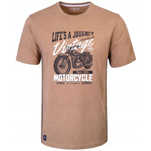 T-Shirt (Koszulka) Męska - Pako Jeans - Melanżowa Kawa z Mlekiem, Motocykl TSPJNS5journeyBRmz ze sklepu JegoSzafa.pl w kategorii T-shirty męskie - zdjęcie 179796610