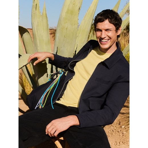 Reserved - Kurtka z domieszką lnu - granatowy ze sklepu Reserved w kategorii Kurtki męskie - zdjęcie 179797553