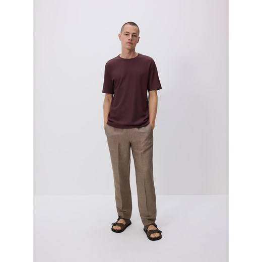 Reserved - Strukturalny t-shirt regular - mahoniowy Reserved XXL Reserved