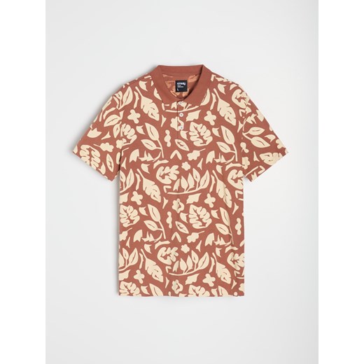 Sinsay - Wzorzysta koszulka polo - czerwony Sinsay M Sinsay