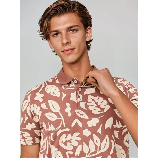 Sinsay - Wzorzysta koszulka polo - czerwony Sinsay XL Sinsay