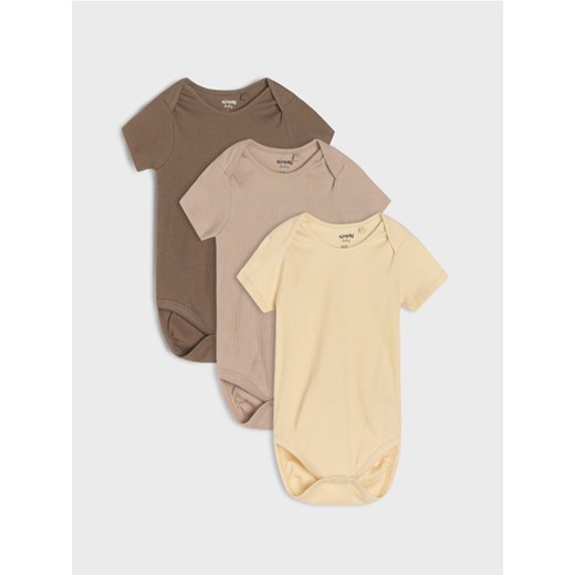Sinsay - Prążkowane body 3 pack - kremowy ze sklepu Sinsay w kategorii Body damskie - zdjęcie 179798831