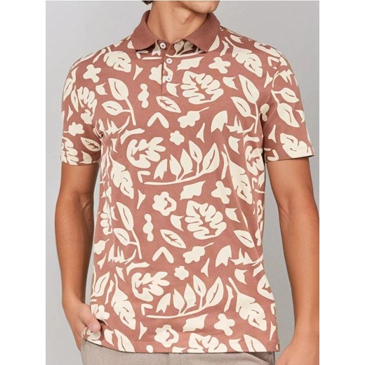 Sinsay - Wzorzysta koszulka polo - czerwony ze sklepu Sinsay w kategorii T-shirty męskie - zdjęcie 179798933